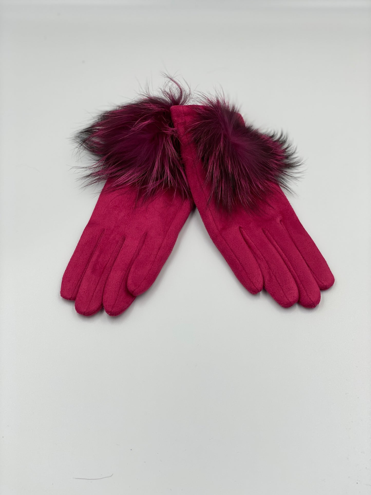 Damenhandschuh mit Pompon "Fuchsia"