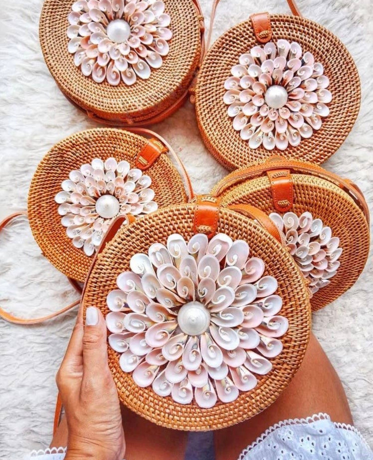 Rattan Tasche "Rosa Shell"